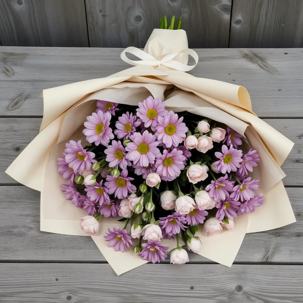 Букет цветов из: Розы и Хризантемы в Песь
