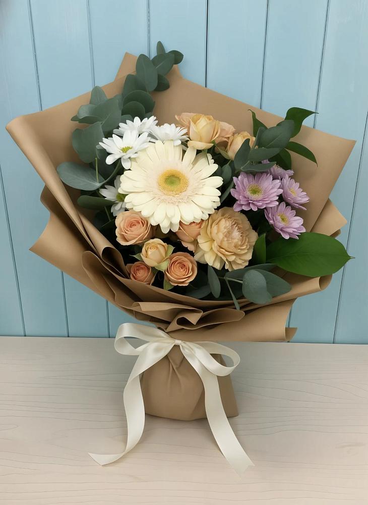 Букет цветов из: Герберы и Хризантемы в Песь