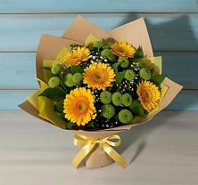 Букет цветов из:  Герберы и Хризантемы в Песь