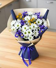 Букет цветов из:  Розы, Ирисы и Хризантемы в Песь