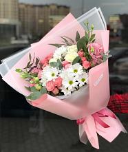 Букет цветов из:  Розы, Лизиантусы и Хризантемы в Песь
