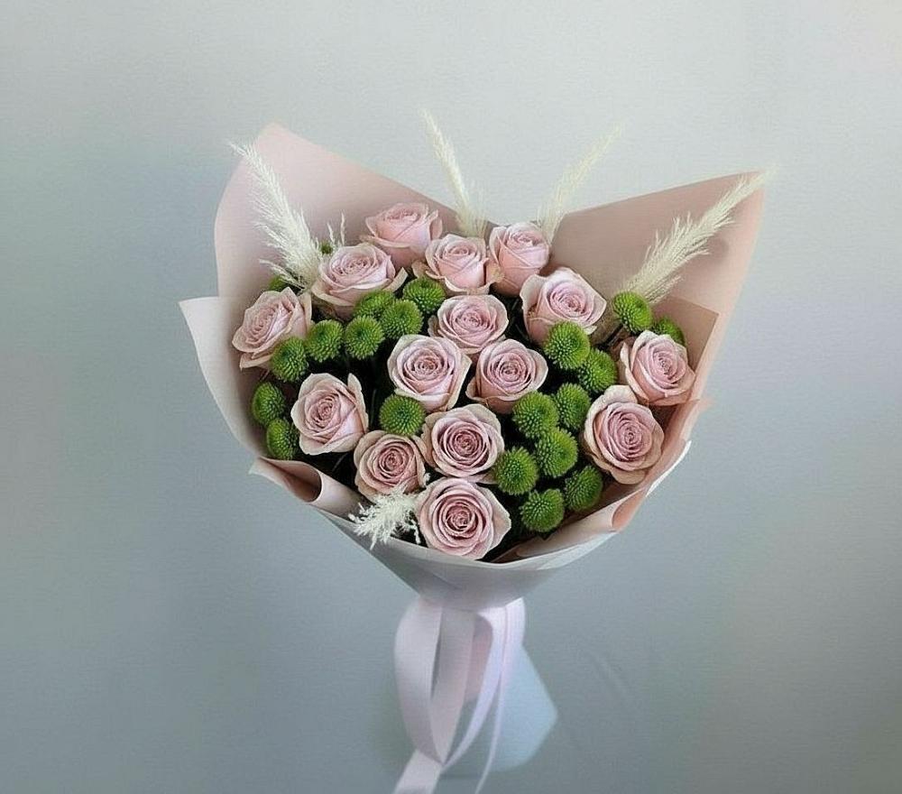 Букет цветов из: Розы и Хризантемы в Песь