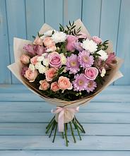 Букет цветов из:  Хризантемы, Розы и Альстромерии в Песь
