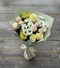Букет цветов из:  Альстромерии, Розы и Хризантемы в Песь