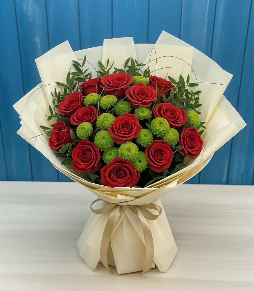 Букет цветов из: Розы и Хризантемы в Песь